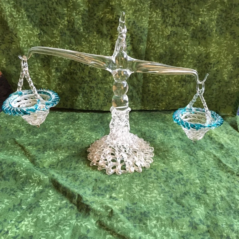 Vintage Glass Basket Shelf Sitter